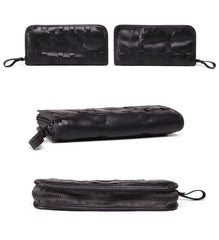 Vintage Brown Leather Men's Clutch Long Wallet Zipper Black Wristlet Wallet For Men