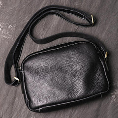 Vintage Small Brown Leather Men's Side Bag Black Courier Bag Messenger Bag For Men