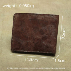 Vintage Brown Leather Men's Bifold Small Wallet Black Slim Vertical billfold Wallet For Men