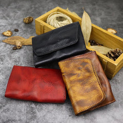 Vintage Brown Leather Men's Small Wallet Card Wallet Black billfold Front Pocket Wallet For Men