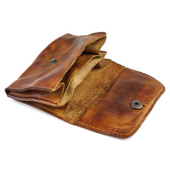 Vintage Brown Leather Men's Small Wallet Card Wallet Black billfold Front Pocket Wallet For Men