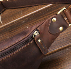 Vintage Brown Leather Men's Fanny Pack Waist Bag Brown Hip Pack Chest Bag For Men