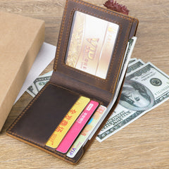 Vintage Mens Brown Leather's Bifold Small Wallet Black billfold Front Pocket Wallet For Men