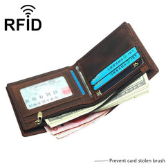 RFID Leather Mens Small Bifold Wallet billfold Wallets Front Pocket Wallets for Men