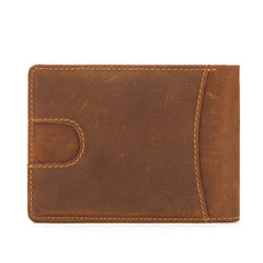 Vintage Brown Leather Men's Slim Small Bifold Wallet Front Pocket billfold Wallet For Men