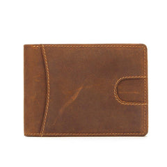 Vintage Brown Leather Men's Slim Small Bifold Wallet Front Pocket billfold Wallet For Men