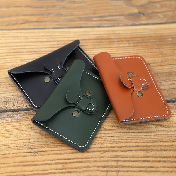 Slim Leather Card Holder Women Mini Coin - Open View