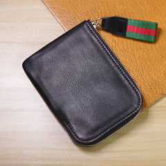 Slim Women Black Leather Billfold Wallet Small Zip Coin Wallets Zipper Change Wallets For Women