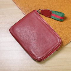 Slim Women Brown Leather Billfold Wallet Small Zip Coin Wallets Zipper Change Wallets For Women