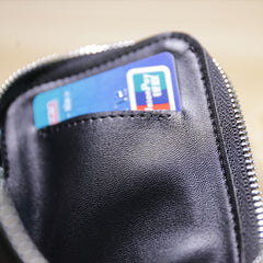 Slim Women Black Leather Billfold Wallet Small Zip Coin Wallets Zipper Change Wallets For Women