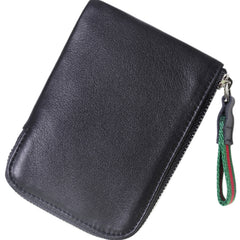Slim Women Brown Leather Billfold Wallet Small Zip Coin Wallets Zipper Change Wallets For Women