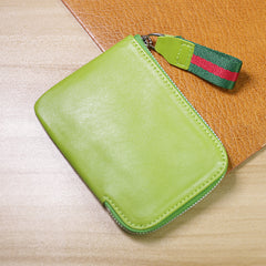 Slim Women Brown Leather Billfold Wallet Small Zip Coin Wallets Zipper Change Wallets For Women