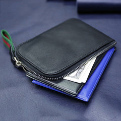 Slim Women Brown Leather Billfold Wallet Small Zip Coin Wallets Zipper Change Wallets For Women