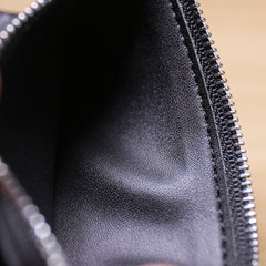 Slim Women Black Leather Card Wallet Minimalist Zip Billfold Card Holder Wallet Coin Wallet For Women