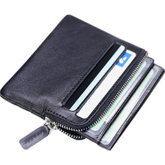 Slim Women Pink Leather Card Wallet Minimalist Zip Billfold Card Holder Wallet Coin Wallet For Women