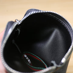 Slim Women Pink Leather Zip Wallet with Keychains Billfold Minimalist Coin Wallet Small Zip Change Wallet For Women