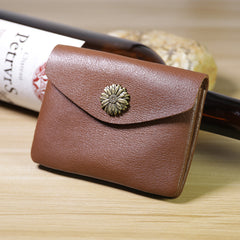 Slim Women Coffee Sunflower Leather Card Wallet Minimalist Envelope Card Holder Wallet Coin Wallet For Women