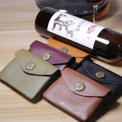 Slim Women Wine Sunflower Leather Card Wallet Minimalist Envelope Card Holder Wallet Coin Wallet For Women