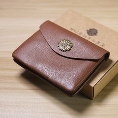 Slim Women Wine Sunflower Leather Card Wallet Minimalist Envelope Card Holder Wallet Coin Wallet For Women
