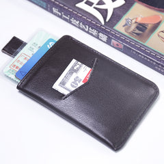 Slim Women Coffee Vertical Leather Card Wallet Minimalist Card Holder Wallet For Women