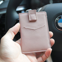 Slim Women Coffee Vertical Leather Card Wallet Minimalist Card Holder Wallet For Women