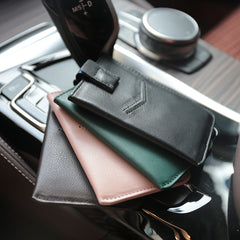 Slim Women Green Vertical Leather Card Wallet Minimalist Card Holder Wallet For Women