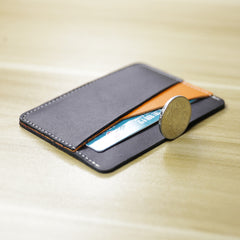 Slim Women Black&Pink Leather Card Wallet Minimalist Card Holder Wallet For Women