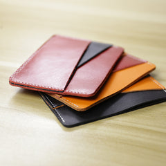 Slim Women Black&Coffee Leather Card Wallet Minimalist Card Holder Wallet For Women