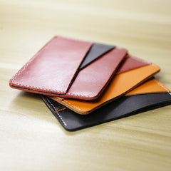Slim Women Black&Red Leather Card Wallet Minimalist Card Holder Wallet For Women