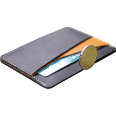 Slim Women Black&Orange Leather Card Wallet Minimalist Card Holder Wallet For Women