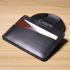 Slim Women Black Leather Card Wallet Minimalist Card Holder Wallet For Women