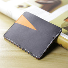 Slim Women Black&Coffee Leather Card Wallet Minimalist Card Holder Wallet For Women