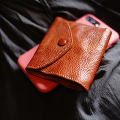 Slim Womens Dark Brown Leather Billfold Wallet Small Wallet with Coin Pocket Envelope Wallet for Ladies