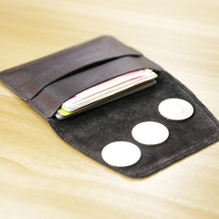 Slim Womens Coffee Leather Card Holder Wallet Vintage Minimalist Card Holders Wallet for Ladies