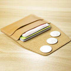 Slim Womens Coffee Leather Card Holder Wallet Vintage Minimalist Card Holders Wallet for Ladies