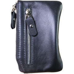 Slim Womens Pink Leather Zip Wallet With Keychain Card Wallet Zip Coin Wallet for Ladies