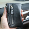 Slim Womens Pink Leather Zip Wallet With Keychain Card Wallet Zip Coin Wallet for Ladies