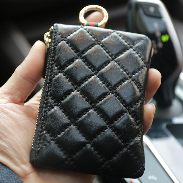 Slim Womens Black Leather Zip Wallet With - Back View