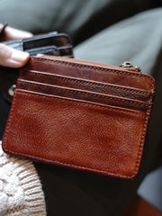 Slim Womens Coffee Leather Card Holders Wallet Card Wallet Card Holders for Ladies
