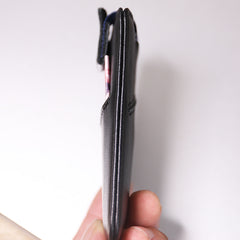Slim Womens Green Leather Card Holder Wallet Vertical RFID Minimalist Card Holders Wallet for Ladies