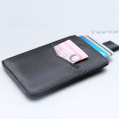 Slim Womens Black Leather Card Holder Wallet Vertical RFID Minimalist Card Holders Wallet for Ladies