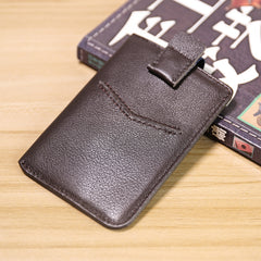 Slim Womens Coffee Leather Card Holder Wallet Vertical RFID Minimalist Card Holders Wallet for Ladies