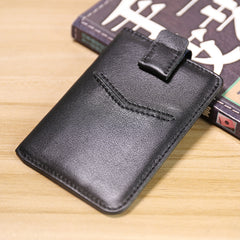Slim Womens Green Leather Card Holder Wallet Vertical RFID Minimalist Card Holders Wallet for Ladies