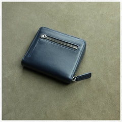 Small Gray Leather Zip Wallet Billfold Womens Zip Around Wallets Zipper Small Wallet for Women