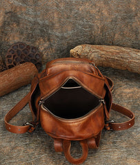 Vintage Green Small Leather Rucksack Womens Mini Leather Backpack Ladies Backpack Purses