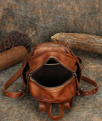 Vintage Purple Small Leather Rucksack Womens Mini Leather Backpack Ladies Backpack Purses