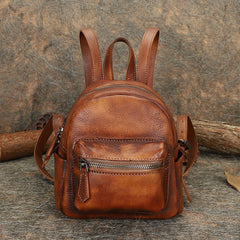 Vintage Purple Small Leather Rucksack Womens Mini Leather Backpack Ladies Backpack Purses