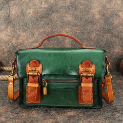 Handmade Small Leather Womens Satchel Shoulder Bags Blue Handbag Crossbody Purse for Ladies