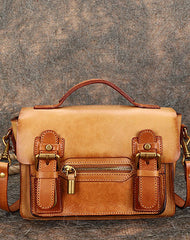 Handmade Small Leather Womens Satchel Shoulder Bags Blue Handbag Crossbody Purse for Ladies