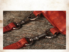 Red Leather Womens Phone Shoulder Bag Small Vertical Side Bag Handmade Crossbody Purse for Ladies